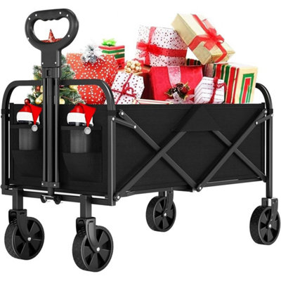 Collapsible Wagon Cart,all Terrain WheelsAdjustable Handle Black from B&Q