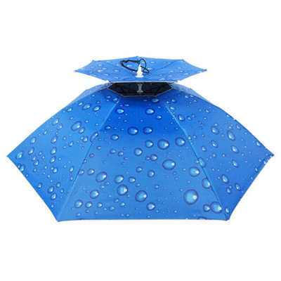 Foldable Outdoor Sun Rain Umbrella Hat Double Layer Fishing Camping from B&Q