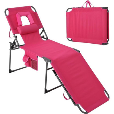  - Folding Sun Lounger With Face Hole Position Adjustable Backrest Chair