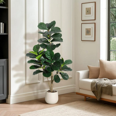  - 4Ft Fiddle Leaf Fig Tree Artificial Realistic Faux Ficus Tree Pot