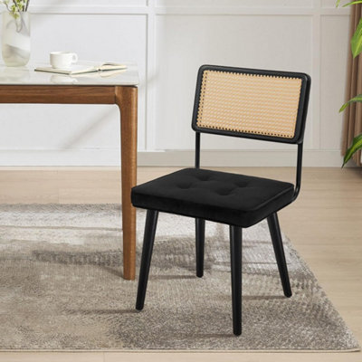 Wooden Rattan Dining Chairs Velvet Accent Chair With Wooden Legs from B&Q