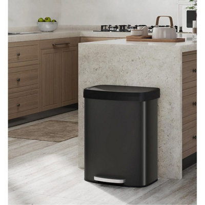  - Stainless Steel Trash Can Recycling Waste Bin Inner Bucket Black