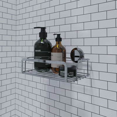 Corner Shower Caddy Stick 'n' Lock Storage Basket