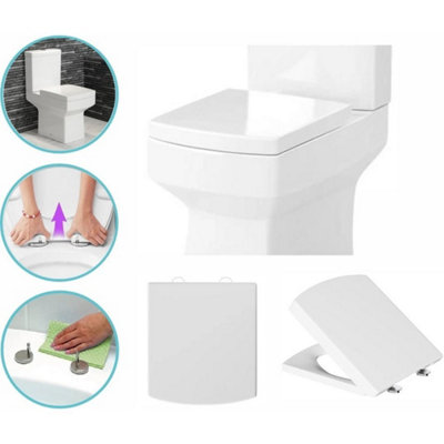 Luxury Square Toilet Seat Soft Close Quick Release Hinges