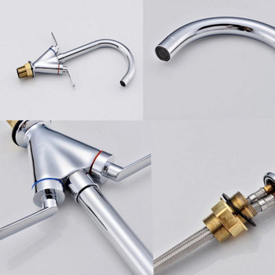  - Kitchen Sink Mixer Tap Swivel Spout Dual Lever