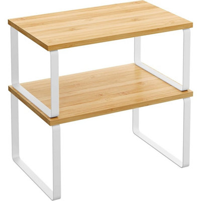 2 Pack White Expandable Cupboard Shelf Stackable Kitchen Spice Holder from B&Q