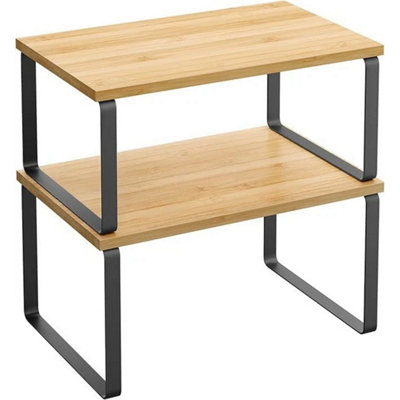 2 Pack Black Expandable Cupboard Shelf Stackable Kitchen Spice Holder from B&Q
