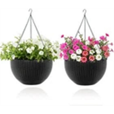 Self Watering Hanging Planter 2Pcs Resin Basket Indoor Outdoor Rattan from B&Q