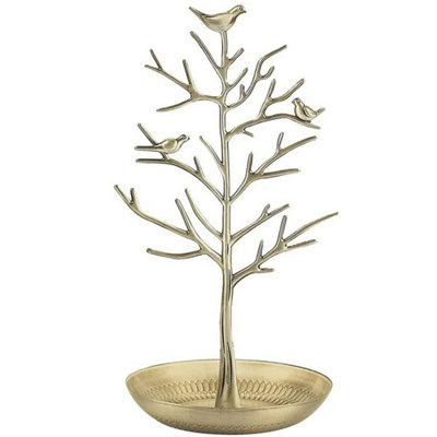 Gold Jewellery Tree Stand  Vintage Birds  Organiser Rack Tower Display from B&Q