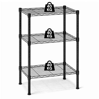  - 3 Tier Metal Wire Storage Rack 60X35X76Cm Heavy Duty Shelving Unit Kitchen Black