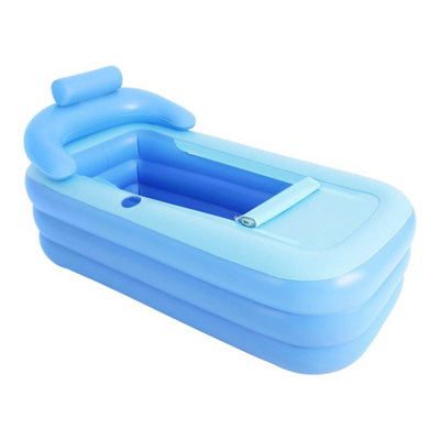 Inflatable Bathtub Pvc Foldable Spa Warm Blow Up Bathtub With Drain Adult Blue