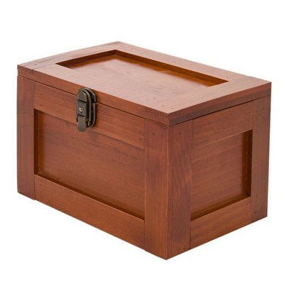 Large Wooden Storage Memory Box With Lid Treasure Letters Keepsake Chest Trunk from B&Q