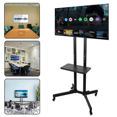  - Mobile Tv Stand With Wheels For 32 To 65 Inch Tvs  Floor Mount Bracket Trolley