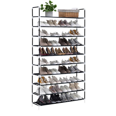 10 Tiers Shoe Footwear Rack Organiser Wooden Storage Shelves Stand Shelf UnitBlack-10 Tier from B&Q
