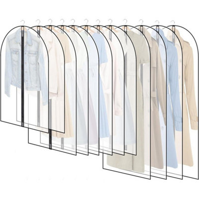 12X Breathable Dustproof Garment Covers With Zip Waterproof Moth Proof Coat BagsBlack from B&Q