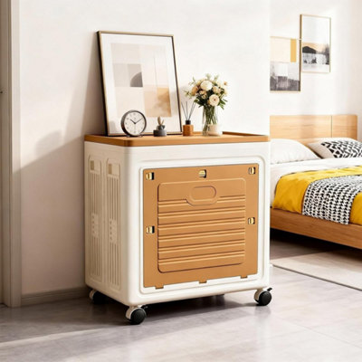 Folding Storage Box Wheels Stackable Case Cabinet Closet Home from B&Q