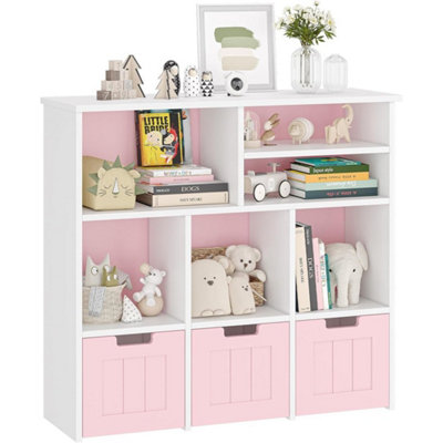  - Toy Storage Cabinet Movable Drawer 6 Cube Bookshelf Bookcase