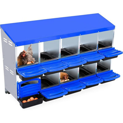 10 Compartment Chicken Nest Box Away Nesting Box Laying Eggs Blue from B&Q