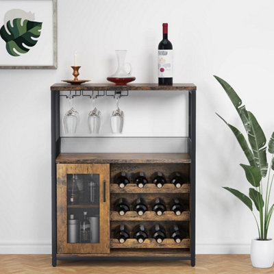  - Wine Bar Rack Cabinet With Wine Rack Storage Glass Holder Sideboard