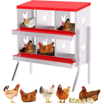 Chicken Nesting Boxes Coop Metal Chicken Eggs Laying Box Red 6-Holes from B&Q