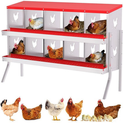 Chicken Nesting Boxes Coop Metal Chicken Eggs Laying Box Red 10-Holes from B&Q