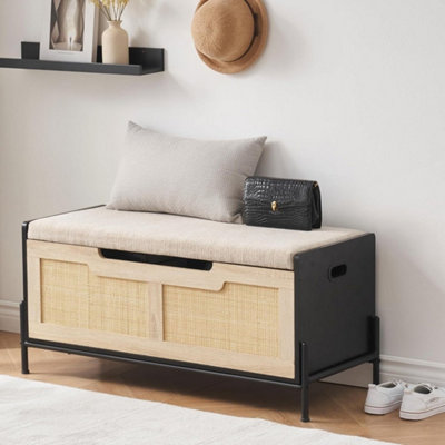 Storage Bench With 2 Hinge Flip-Top Shoe Bench Storage Trunk Chest