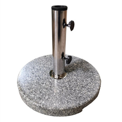  - 15Kg Round Granite Garden Parasol  Umbrella Base Weight Stainless Steel Pole