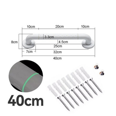  - 30-60Cm Bathroom Grip Shower Tub Grab Bar Safety Handle Handrail Rail Disabled40Cm  15.74Inch