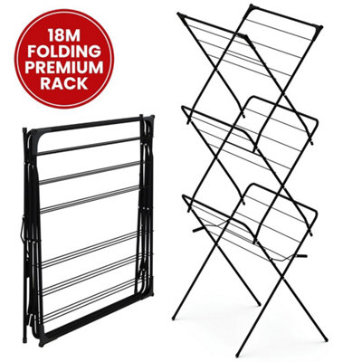  - 3 Tier Clothes Airer Horse Drying Stand Foldable Laundry Rack Washing Dryer 18M