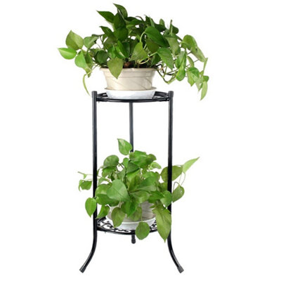  - 2 Tier Metal Plant Stand Flower Pots Holder Rack Display Shelf Indoor Outdoor