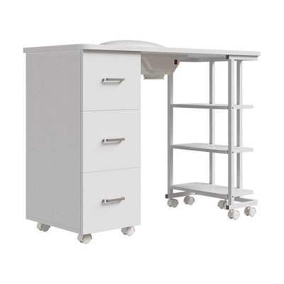 Mobile Manicure Table Technician Nail Art Beauty Salon Bar Station Desk White from B&Q