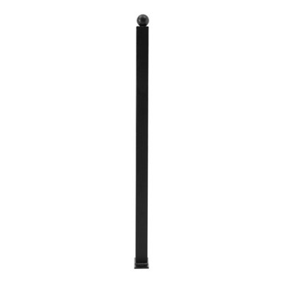 Heavy Duty Black Ball End Metal Garden Fence Post 101Cm For Gate Railing Support