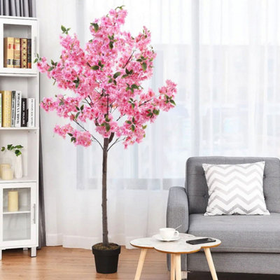  - 6Ft Large Artificial Cherry Blossom Tree Pink Flowers Fake Plant Indoor Outdoor