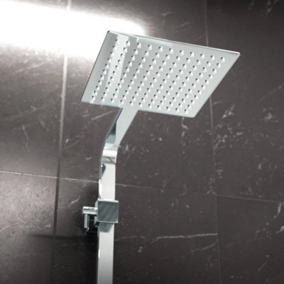 Square Exposed Thermostatic Twin Shower Mixer Set