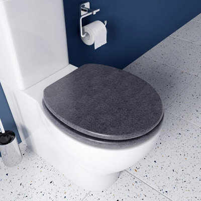 Toilet Seat Grey Oval Anti Bacterial Adjustable Hinges