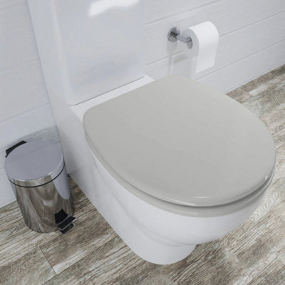Grey Oval Soft Close Toilet Seat Quick Release Anti Bacterial Tool-Free