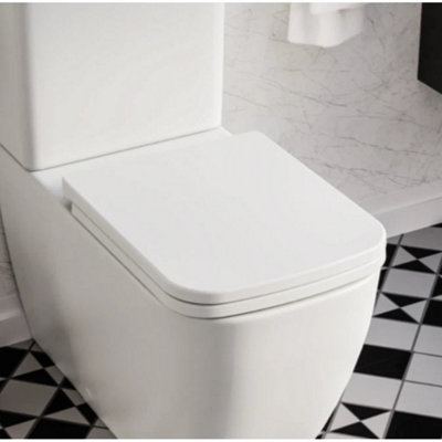 Toilet Seat Square Soft Close Quick Release Adjustable Hinges