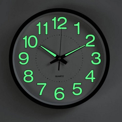 12" Luminous Quartz Wall Clock Glow In The Dark