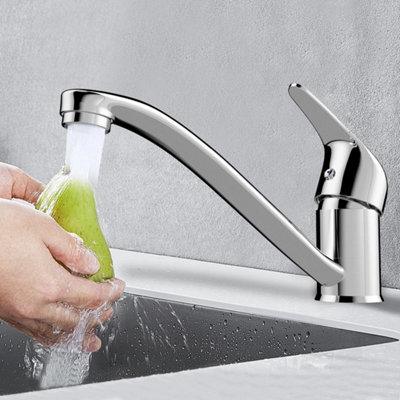 - Chrome Monobloc Kitchen Mixer Tap Single Lever Swivel Spout