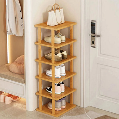 6 Tier Bamboo Vertical Shoe Rack Entryway Footwear Storage Shelf from B&Q