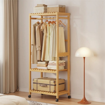 Wooden Garment Rack Open Wardrobe Clothing Hanger Shoe Shelf from B&Q