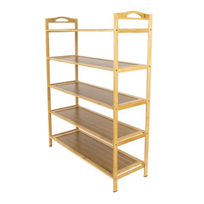 5 Tier Bamboo Vertical Shoe Rack Hallway Footwear Storage Organizer from B&Q