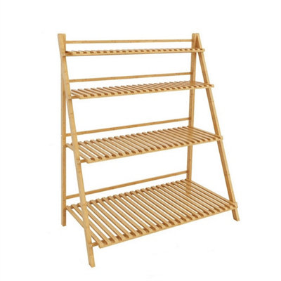 4 Tier Bamboo Ladder Shelf Planter Stand Flower Pots Display Rack from B&Q