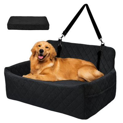  - Black Pet Dog Booster Car Seat Large Medium Washable Dog Bed Memory Foam