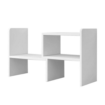 White Desktop Bookshelf Adjustable Desk Storage Organizer Display Shelf Bookcase Rack from B&Q