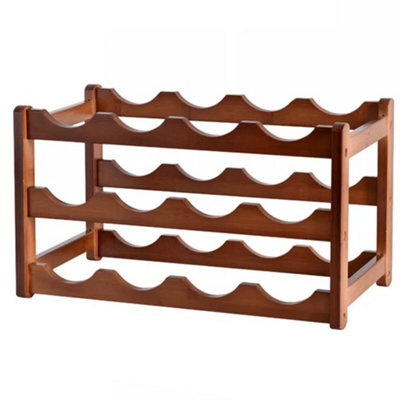  - 12 Bottle Bamboo Wine Rack 3Tier Free Standing Countertop Display Storage Shelf