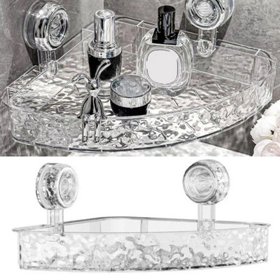 Wall Mounted Corner Storage Shelf Suction Cup Wall Shower Shampoo Rack For Home from B&Q