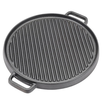Non Stick Cast Iron Reversible Griddle Pan Skillet Cooking Hob Bbq Steak Plate from B&Q