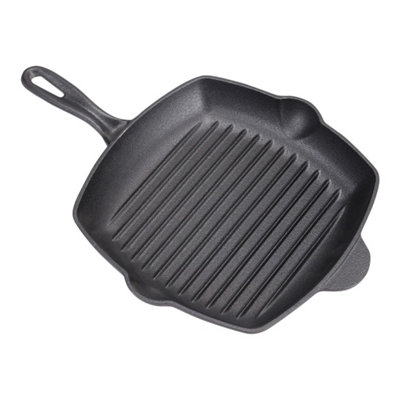 Cast Iron Griddle Frying Pan Grill Non-Stick Skillet Cooking Fry Square Steak from B&Q
