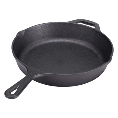 46Cm Non-Stick Skillet Cast Iron Frying Pan Oven Safe Stew Bbq Grill Cookware from B&Q